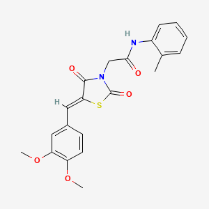 2-{5-[(3,4-dimethoxyphenyl)methylene]-2,4-dioxo(1,3-thiazolidin-3-yl)}-N-(2-me thylphenyl)acetamide