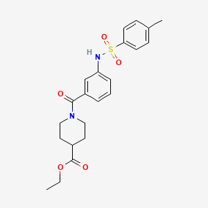 molecular formula C22H26N2O5S B4804292 ethyl 1-(3-{[(4-methylphenyl)sulfonyl]amino}benzoyl)-4-piperidinecarboxylate 