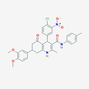 molecular formula C32H30ClN3O6 B4804328 4-(4-chloro-3-nitrophenyl)-7-(3,4-dimethoxyphenyl)-2-methyl-N-(4-methylphenyl)-5-oxo-1,4,5,6,7,8-hexahydroquinoline-3-carboxamide 