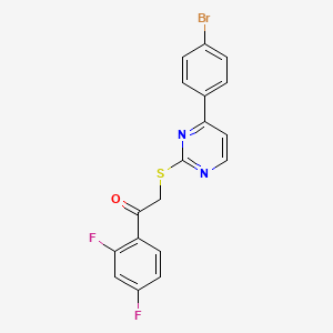 molecular formula C18H11BrF2N2OS B4804426 2-{[4-(4-BROMOPHENYL)-2-PYRIMIDINYL]SULFANYL}-1-(2,4-DIFLUOROPHENYL)-1-ETHANONE 