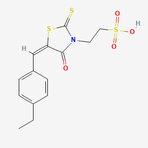 molecular formula C14H15NO4S3 B4804505 2-[(5E)-5-[(4-ethylphenyl)methylidene]-4-oxo-2-sulfanylidene-1,3-thiazolidin-3-yl]ethanesulfonic acid 