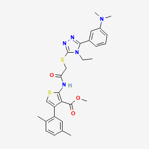 molecular formula C28H31N5O3S2 B4804617 methyl 2-{[({5-[3-(dimethylamino)phenyl]-4-ethyl-4H-1,2,4-triazol-3-yl}thio)acetyl]amino}-4-(2,5-dimethylphenyl)-3-thiophenecarboxylate 