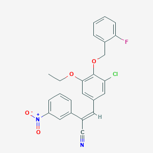 molecular formula C24H18ClFN2O4 B4804625 (2E)-3-{3-chloro-5-ethoxy-4-[(2-fluorobenzyl)oxy]phenyl}-2-(3-nitrophenyl)prop-2-enenitrile 