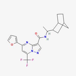 molecular formula C21H21F3N4O2 B4804659 N~3~-(1-BICYCLO[2.2.1]HEPT-2-YLETHYL)-5-(2-FURYL)-7-(TRIFLUOROMETHYL)PYRAZOLO[1,5-A]PYRIMIDINE-3-CARBOXAMIDE 