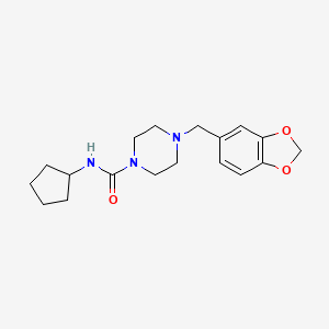 molecular formula C18H25N3O3 B4804693 4-(1,3-benzodioxol-5-ylmethyl)-N-cyclopentyl-1-piperazinecarboxamide 