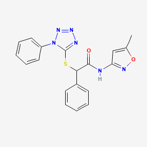 molecular formula C19H16N6O2S B4804723 N-(5-methyl-1,2-oxazol-3-yl)-2-phenyl-2-[(1-phenyl-1H-tetrazol-5-yl)sulfanyl]acetamide 