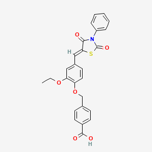 molecular formula C26H21NO6S B4804739 4-({4-[(Z)-(2,4-dioxo-3-phenyl-1,3-thiazolidin-5-ylidene)methyl]-2-ethoxyphenoxy}methyl)benzoic acid 