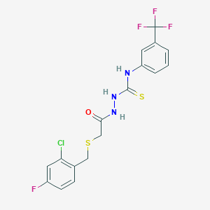 molecular formula C17H14ClF4N3OS2 B4804781 2-{[(2-chloro-4-fluorobenzyl)thio]acetyl}-N-[3-(trifluoromethyl)phenyl]hydrazinecarbothioamide 