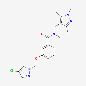 molecular formula C19H22ClN5O2 B4804786 3-[(4-chloro-1H-pyrazol-1-yl)methoxy]-N-methyl-N-[(1,3,5-trimethyl-1H-pyrazol-4-yl)methyl]benzamide 