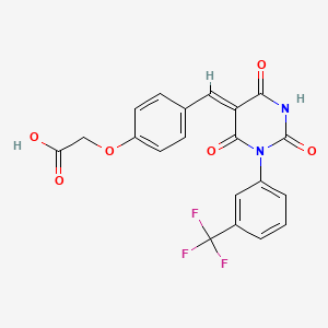 molecular formula C20H13F3N2O6 B4804801 2-[4-[(Z)-[2,4,6-trioxo-1-[3-(trifluoromethyl)phenyl]-1,3-diazinan-5-ylidene]methyl]phenoxy]acetic acid 