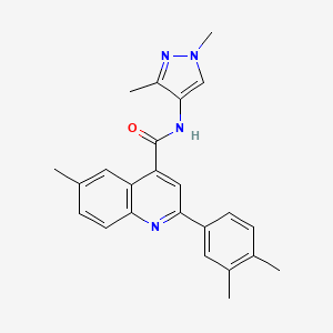 molecular formula C24H24N4O B4804842 N-(1,3-DIMETHYL-1H-PYRAZOL-4-YL)-2-(3,4-DIMETHYLPHENYL)-6-METHYLQUINOLINE-4-CARBOXAMIDE 