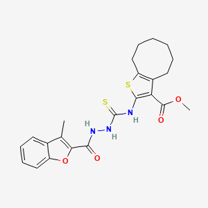 methyl 2-[({2-[(3-methyl-1-benzofuran-2-yl)carbonyl]hydrazino}carbonothioyl)amino]-4,5,6,7,8,9-hexahydrocycloocta[b]thiophene-3-carboxylate