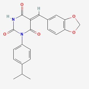 molecular formula C21H18N2O5 B4804860 (5Z)-5-(1,3-benzodioxol-5-ylmethylidene)-1-[4-(propan-2-yl)phenyl]pyrimidine-2,4,6(1H,3H,5H)-trione 