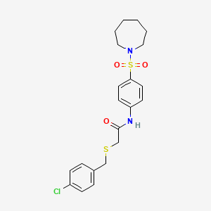 molecular formula C21H25ClN2O3S2 B4804879 N-[4-(1-azepanylsulfonyl)phenyl]-2-[(4-chlorobenzyl)thio]acetamide 