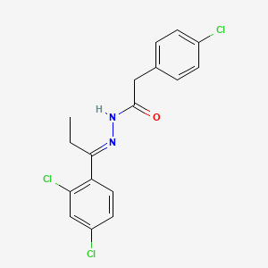 molecular formula C17H15Cl3N2O B4804896 2-(4-chlorophenyl)-N'-[1-(2,4-dichlorophenyl)propylidene]acetohydrazide 