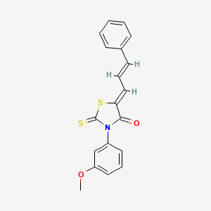 molecular formula C19H15NO2S2 B4804911 (5Z)-3-(3-METHOXYPHENYL)-5-[(2E)-3-PHENYLPROP-2-EN-1-YLIDENE]-2-SULFANYLIDENE-1,3-THIAZOLIDIN-4-ONE 