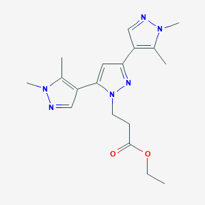 molecular formula C18H24N6O2 B4804929 ethyl 3-(1,1'',5,5''-tetramethyl-1H,1'H,1''H-4,3':5',4''-terpyrazol-1'-yl)propanoate 