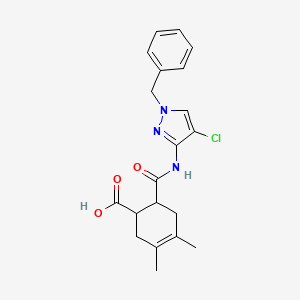 molecular formula C20H22ClN3O3 B4804945 6-{[(1-benzyl-4-chloro-1H-pyrazol-3-yl)amino]carbonyl}-3,4-dimethyl-3-cyclohexene-1-carboxylic acid 