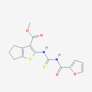 molecular formula C15H14N2O4S2 B4804989 METHYL 2-({[(2-FURYLCARBONYL)AMINO]CARBOTHIOYL}AMINO)-5,6-DIHYDRO-4H-CYCLOPENTA[B]THIOPHENE-3-CARBOXYLATE 