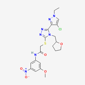 molecular formula C21H24ClN7O5S B4804995 2-{[5-(4-CHLORO-1-ETHYL-1H-PYRAZOL-3-YL)-4-(TETRAHYDRO-2-FURANYLMETHYL)-4H-1,2,4-TRIAZOL-3-YL]SULFANYL}-N-(3-METHOXY-5-NITROPHENYL)ACETAMIDE 