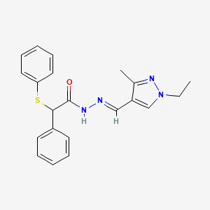 molecular formula C21H22N4OS B4805138 N'-[(1-ethyl-3-methyl-1H-pyrazol-4-yl)methylene]-2-phenyl-2-(phenylthio)acetohydrazide 