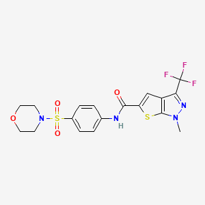 molecular formula C18H17F3N4O4S2 B4805171 1-METHYL-N~5~-[4-(MORPHOLINOSULFONYL)PHENYL]-3-(TRIFLUOROMETHYL)-1H-THIENO[2,3-C]PYRAZOLE-5-CARBOXAMIDE 