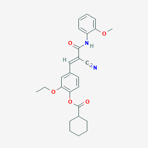 molecular formula C26H28N2O5 B4805174 4-{2-cyano-3-[(2-methoxyphenyl)amino]-3-oxo-1-propen-1-yl}-2-ethoxyphenyl cyclohexanecarboxylate 