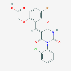 molecular formula C19H12BrClN2O6 B4805212 2-[4-bromo-2-[(E)-[1-(2-chlorophenyl)-2,4,6-trioxo-1,3-diazinan-5-ylidene]methyl]phenoxy]acetic acid 