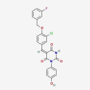 molecular formula C24H16ClFN2O5 B4805226 (5E)-5-[[3-chloro-4-[(3-fluorophenyl)methoxy]phenyl]methylidene]-1-(4-hydroxyphenyl)-1,3-diazinane-2,4,6-trione 