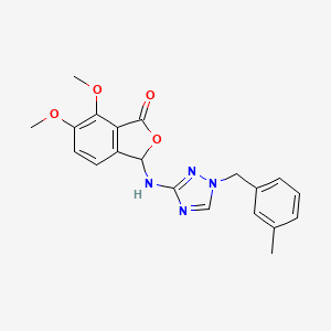 molecular formula C20H20N4O4 B4805257 6,7-DIMETHOXY-3-{[1-(3-METHYLBENZYL)-1H-1,2,4-TRIAZOL-3-YL]AMINO}-1(3H)-ISOBENZOFURANONE 