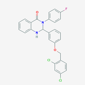 molecular formula C27H19Cl2FN2O2 B480536 2-{3-[(2,4-dichlorobenzyl)oxy]phenyl}-3-(4-fluorophenyl)-2,3-dihydro-4(1H)-quinazolinone CAS No. 488801-31-6