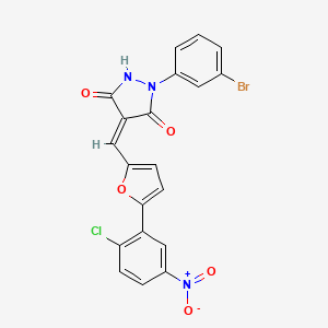 molecular formula C20H11BrClN3O5 B4805382 (4Z)-1-(3-bromophenyl)-4-{[5-(2-chloro-5-nitrophenyl)furan-2-yl]methylidene}pyrazolidine-3,5-dione 