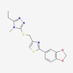 molecular formula C16H16N4O2S2 B4805389 3-({[2-(1,3-benzodioxol-5-yl)-1,3-thiazol-4-yl]methyl}thio)-5-ethyl-4-methyl-4H-1,2,4-triazole 