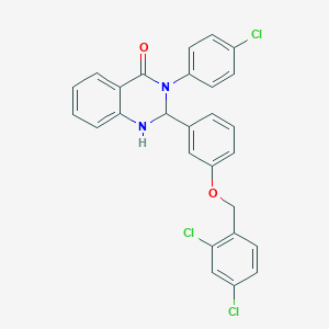 molecular formula C27H19Cl3N2O2 B480542 3-(4-chlorophenyl)-2-{3-[(2,4-dichlorobenzyl)oxy]phenyl}-2,3-dihydro-4(1H)-quinazolinone CAS No. 488801-10-1