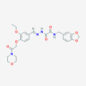 molecular formula C25H28N4O8 B480547 N-(1,3-Benzodioxol-5-ylmethyl)-N'-[(E)-[3-ethoxy-4-(2-morpholin-4-yl-2-oxoethoxy)phenyl]methylideneamino]oxamide CAS No. 496959-56-9