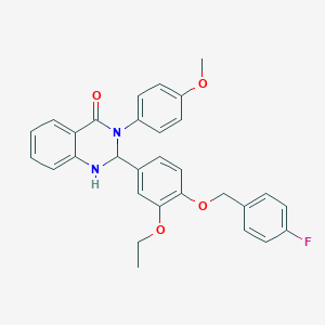 molecular formula C30H27FN2O4 B480556 2-{3-ethoxy-4-[(4-fluorobenzyl)oxy]phenyl}-3-(4-methoxyphenyl)-2,3-dihydro-4(1H)-quinazolinone CAS No. 488731-88-0