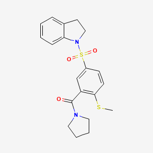 molecular formula C20H22N2O3S2 B4805608 1-{[4-(methylthio)-3-(1-pyrrolidinylcarbonyl)phenyl]sulfonyl}indoline 