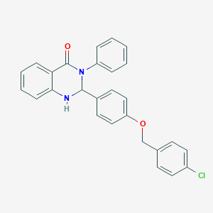molecular formula C27H21ClN2O2 B480563 2-{4-[(4-chlorobenzyl)oxy]phenyl}-3-phenyl-2,3-dihydro-4(1H)-quinazolinone CAS No. 489466-31-1