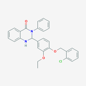molecular formula C29H25ClN2O3 B480564 2-{4-[(2-chlorobenzyl)oxy]-3-ethoxyphenyl}-3-phenyl-2,3-dihydro-4(1H)-quinazolinone CAS No. 488120-27-0
