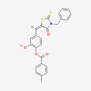 4-{[(5E)-3-BENZYL-4-OXO-2-SULFANYLIDENE-1,3-THIAZOLIDIN-5-YLIDENE]METHYL}-2-METHOXYPHENYL 4-METHYLBENZOATE