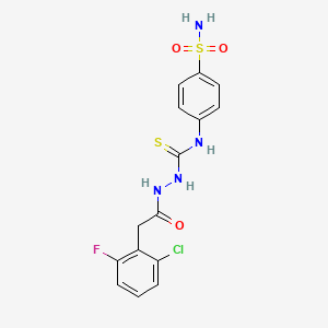 N-[4-(aminosulfonyl)phenyl]-2-[(2-chloro-6-fluorophenyl)acetyl]hydrazinecarbothioamide