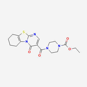 molecular formula C18H22N4O4S B4805720 ethyl 4-[(4-oxo-6,7,8,9-tetrahydro-4H-pyrimido[2,1-b][1,3]benzothiazol-3-yl)carbonyl]-1-piperazinecarboxylate 