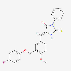 (5Z)-5-{3-[(4-fluorophenoxy)methyl]-4-methoxybenzylidene}-3-phenyl-2-thioxoimidazolidin-4-one