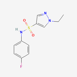 molecular formula C11H12FN3O2S B4805769 1-ethyl-N-(4-fluorophenyl)-1H-pyrazole-4-sulfonamide 