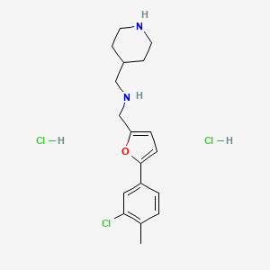 molecular formula C18H25Cl3N2O B4805788 {[5-(3-chloro-4-methylphenyl)-2-furyl]methyl}(4-piperidinylmethyl)amine dihydrochloride 