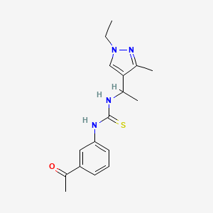 molecular formula C17H22N4OS B4805802 1-(3-acetylphenyl)-3-[1-(1-ethyl-3-methyl-1H-pyrazol-4-yl)ethyl]thiourea 