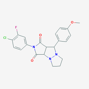 molecular formula C21H19ClFN3O3 B480582 2-(4-chloro-3-fluorophenyl)-9-(4-methoxyphenyl)tetrahydro-5H-pyrazolo[1,2-a]pyrrolo[3,4-c]pyrazole-1,3(2H,3aH)-dione CAS No. 495385-59-6