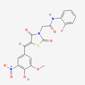 molecular formula C19H14FN3O7S B4805828 N-(2-fluorophenyl)-2-[(5Z)-5-(4-hydroxy-3-methoxy-5-nitrobenzylidene)-2,4-dioxo-1,3-thiazolidin-3-yl]acetamide 