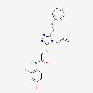 molecular formula C21H21IN4O2S B4805830 N-(4-iodo-2-methylphenyl)-2-{[5-(phenoxymethyl)-4-(prop-2-en-1-yl)-4H-1,2,4-triazol-3-yl]sulfanyl}acetamide 