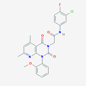 molecular formula C24H20ClFN4O4 B4805844 N-(3-CHLORO-4-FLUOROPHENYL)-2-[1-(2-METHOXYPHENYL)-5,7-DIMETHYL-2,4-DIOXO-1H,2H,3H,4H-PYRIDO[2,3-D]PYRIMIDIN-3-YL]ACETAMIDE 